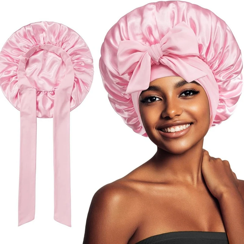 Hot Kf-Women Hat Night Sleeping Shower Cap High Elastic Hair Bonnet Hat Head Cover Hair Care Bonnet Nightcap