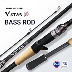 New MADMOUSE Japan Fuji Parts Bass Rod Vstar 1.98/2.04 ML/M/MH 3-28g fast action Spinning/casting lure Rod Fishing Rod