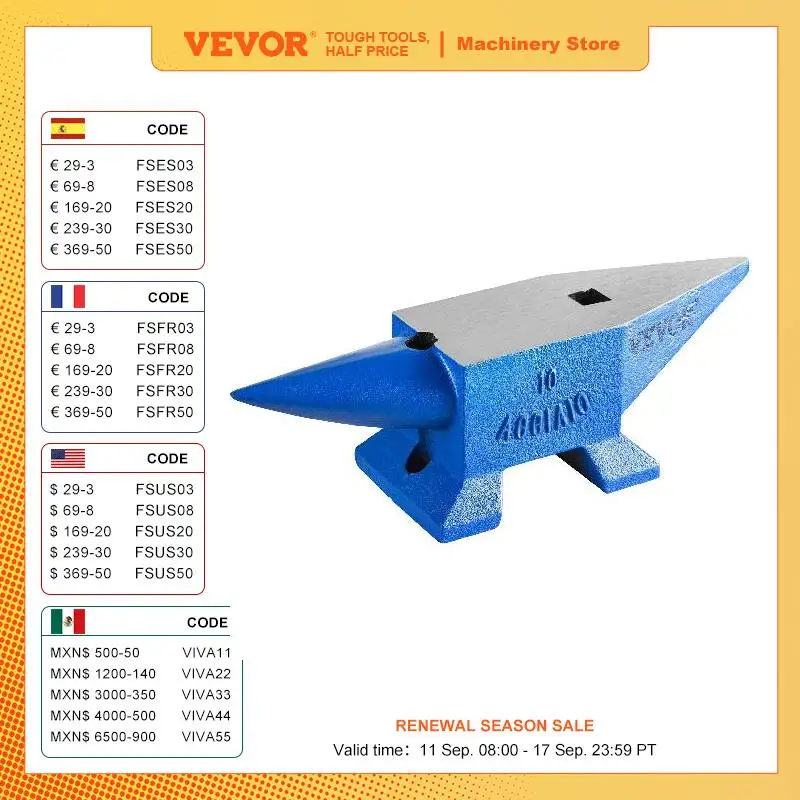 VEVOR Single Round Horn Anvil Cast Steel Block Blacksmith Bench Tool 10-60KG Jewelery Making Manual Equipment for Metalsmiths