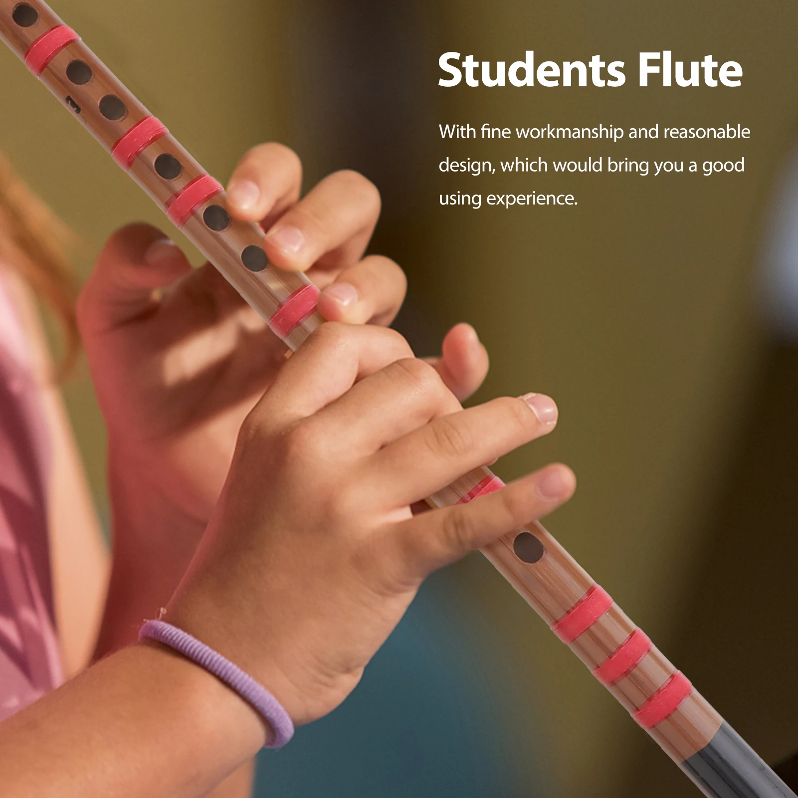 

1 pc Wooden Flute for Beginners Students Portable Chinese Traditional Musical Instrument Lightweight Durable Glossy Smooth
