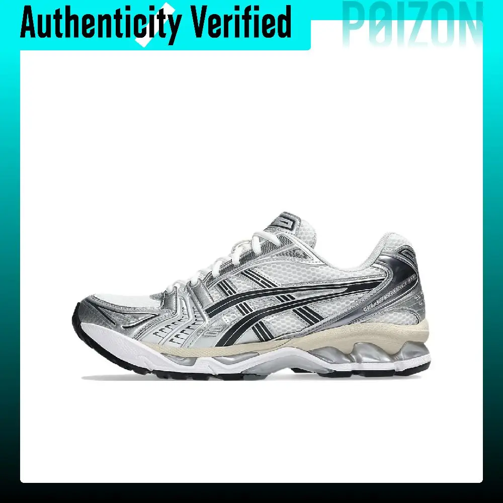 ASICS Gel Kayano 14 Mesh, Zapatillas de Running Casuales Unisex de Caña Baja con Amortiguación de Gel, Cuero Sintético, Color Blanco Plateado 1203A537-110