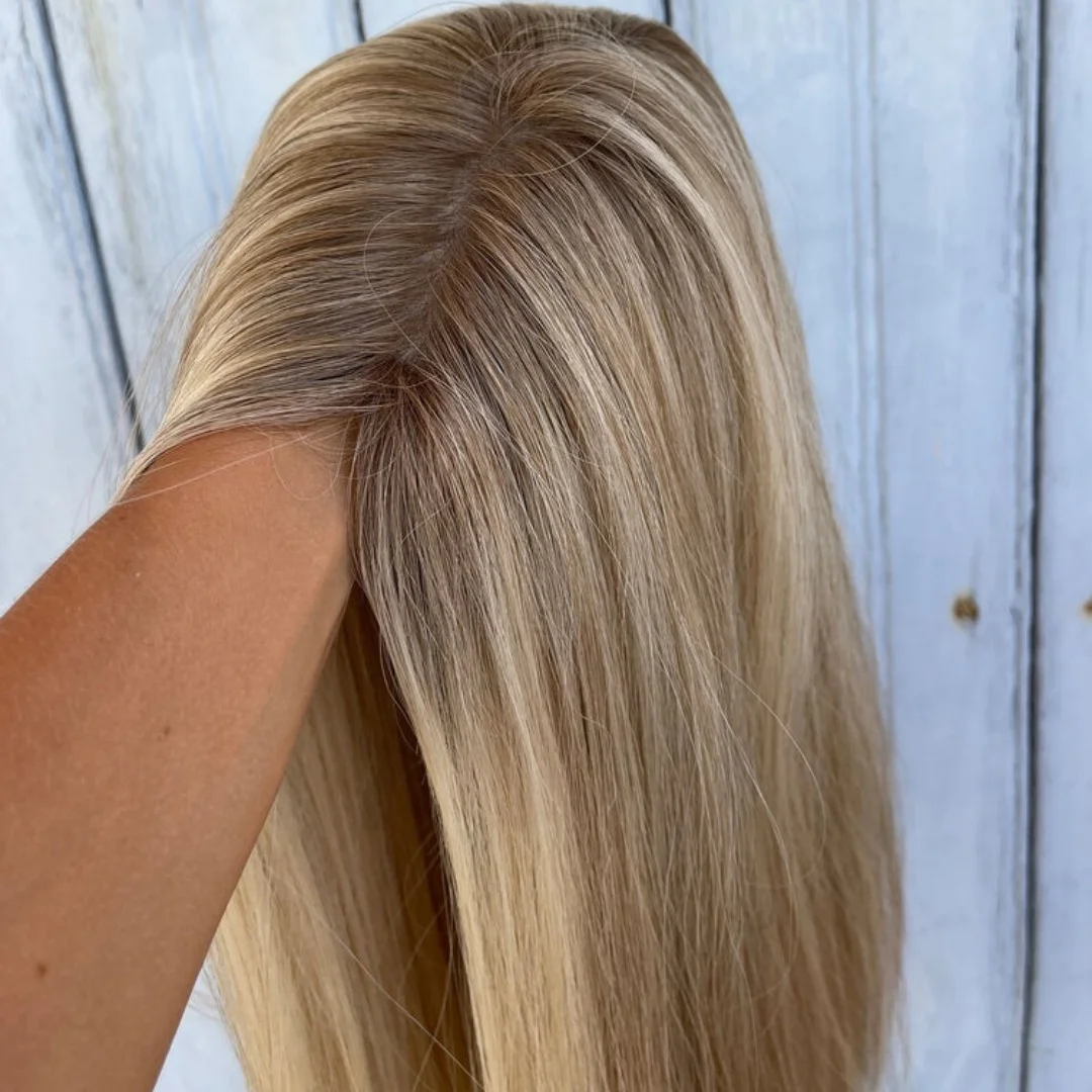 13x4 Ombre Ash Blonde HD Synthetic Lace Front Wig Realistic Look Wig Natural Straight Fashion Blend Hair Gift Wig Costume Woman