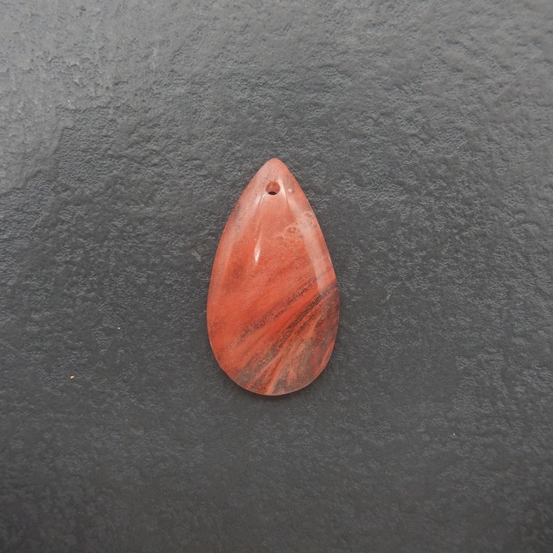

Polished Cherry Agate Teardrop Pendant Rich Red-Banded Gemstone Jewelry Component for Handmade Beading And Crafting 42x23x7mm-8g