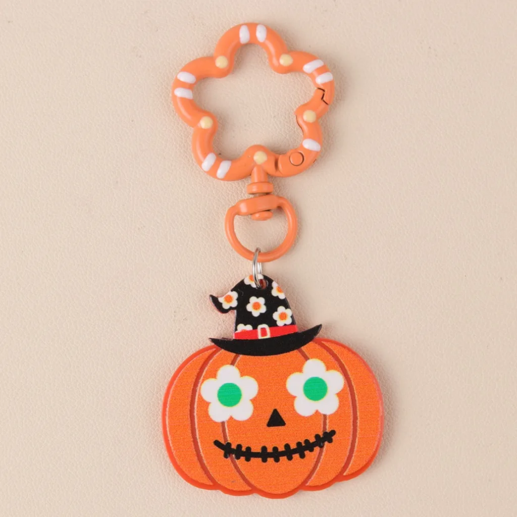Halloween Key Ring Cartoon Halloween Pendant Cartoon Pumpkin Keychain Lightweight Pumpkin Ghost Keychain For Halloween Party