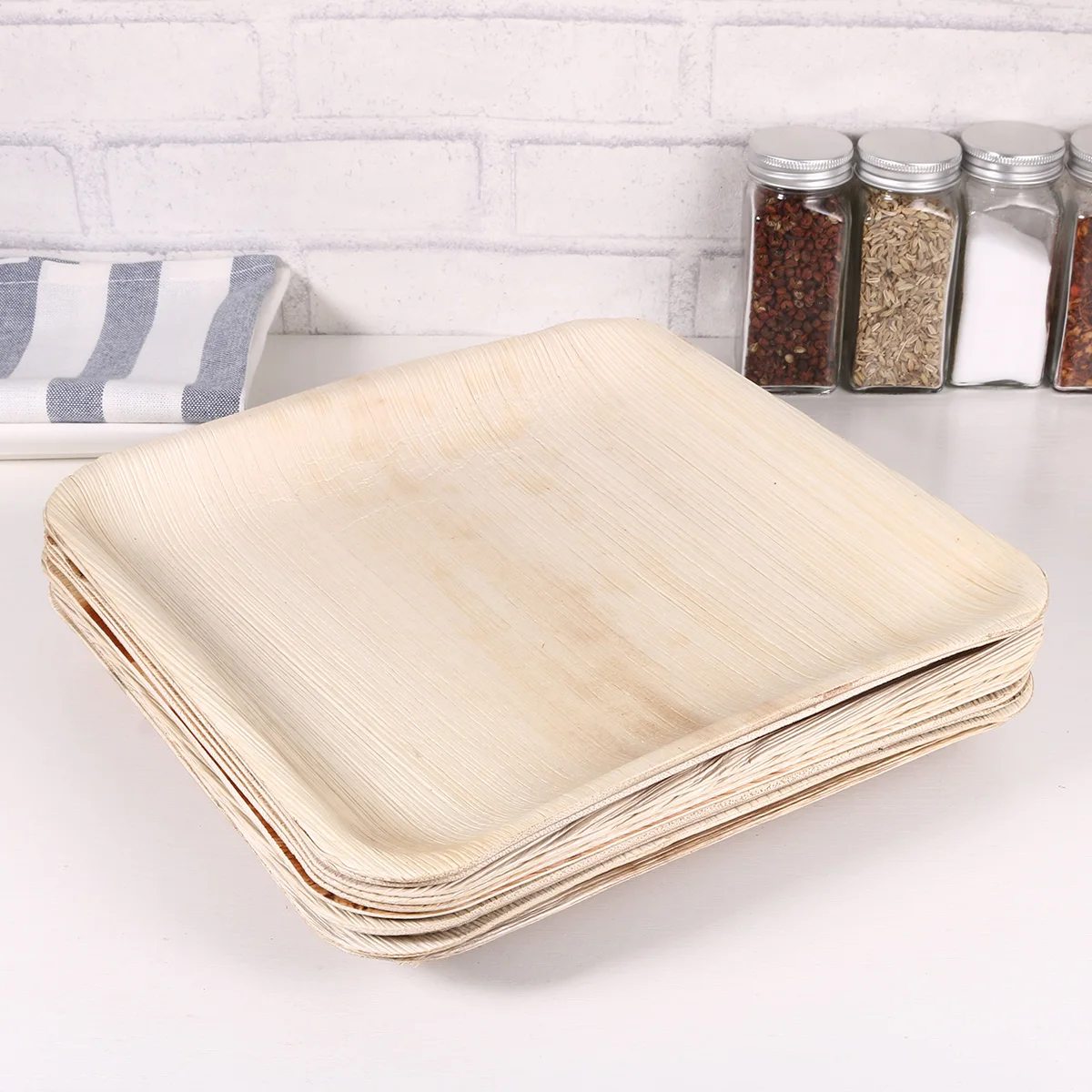 

5 PCS Palm Leaf Plate Degradable Dishes Party Tableware Supplies Wooden Plates Cake Dessert