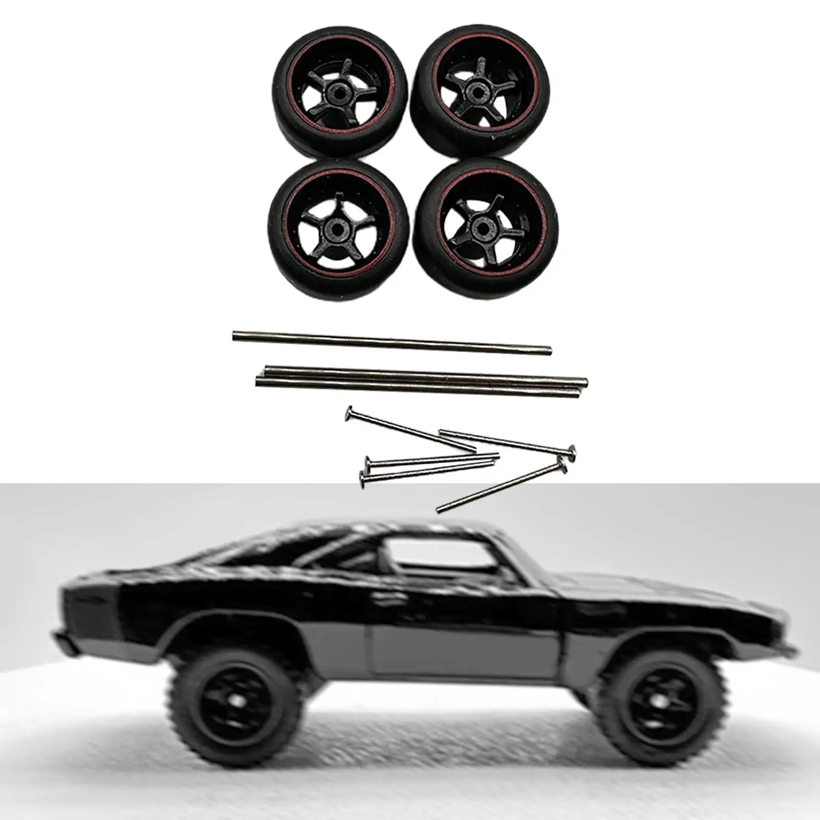 إطارات سيارات التحكم عن بعد بمقياس 1:64، جنوط معدنية، قطع غيار بديلة، ملحقات للسيارات الصغيرة التي تعمل بالتحكم عن بعد، سهلة التركيب