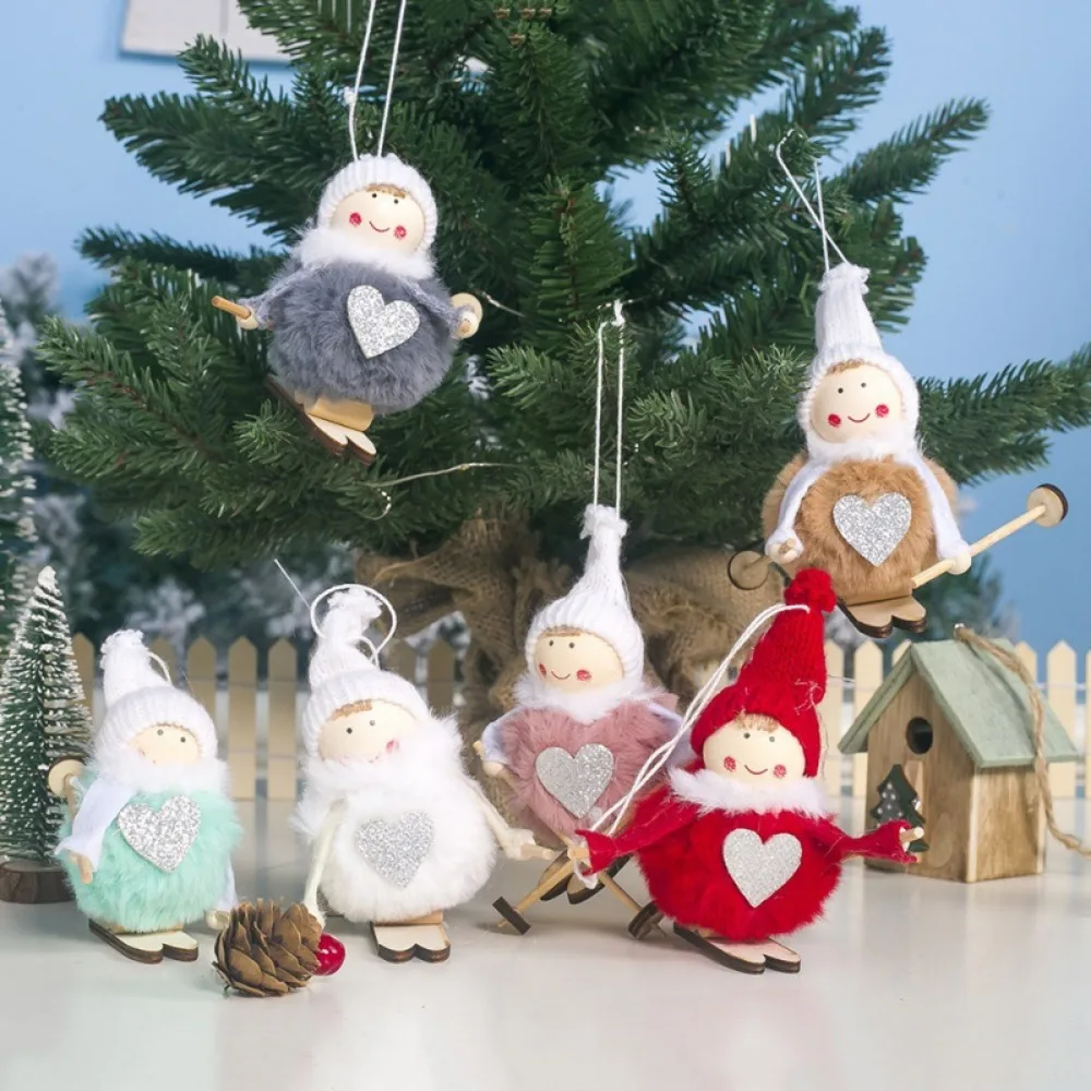 Christmas Gifts Cute Ski Sled Girl Xmas Plush Angel Doll Tree Snowman Pendant Doll Oranments Navidad Decoracion 2023 Novedades