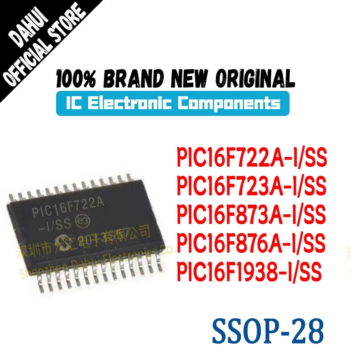 

(1Piece) 100% New Original PIC16F722A-I/SS PIC16F723A PIC16F873A PIC16F876A PIC16F1938 PIC16F18855 IC Chip SSOP-28