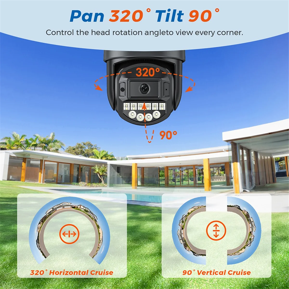 

NEW 8MP Outdoors Wifi Camera HD Dual Lens Security 5G PTZ IP Camera Digital Zoom Lens Human AI Auto Detect Camera EU Plug
