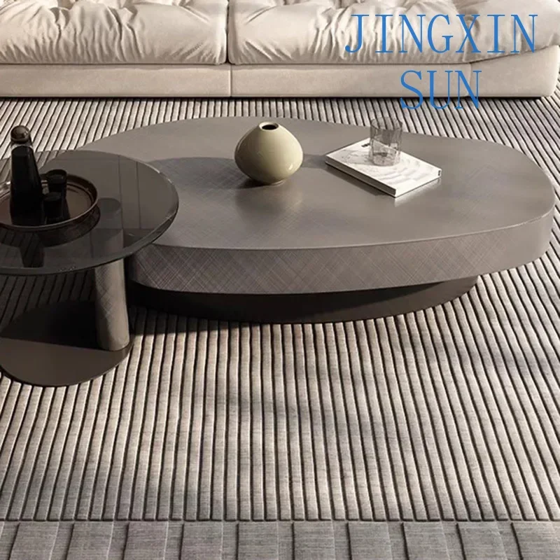 Irregular Minimalist Design Coffee Table Sets Glass Aesthetic Wooden Modern Coffee Table Low Floor Mesa Auxiliar Salon Furniture