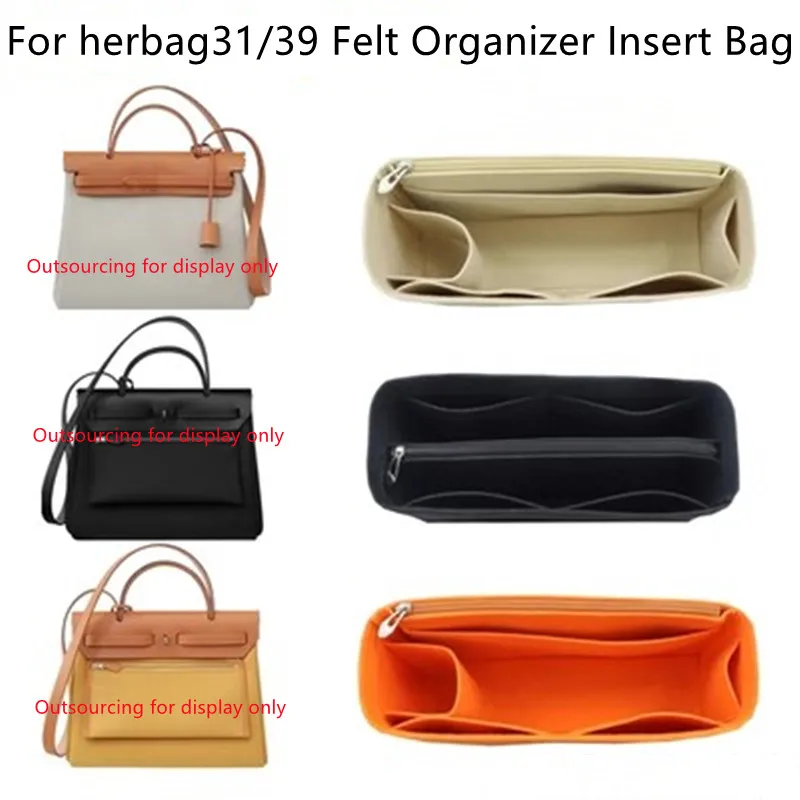 Fits For Herbag 31 39 Felt Cloth Insert Bag Organizer Makeup Handbag Travel Inner Purse Portable Cosmetic Bags make up