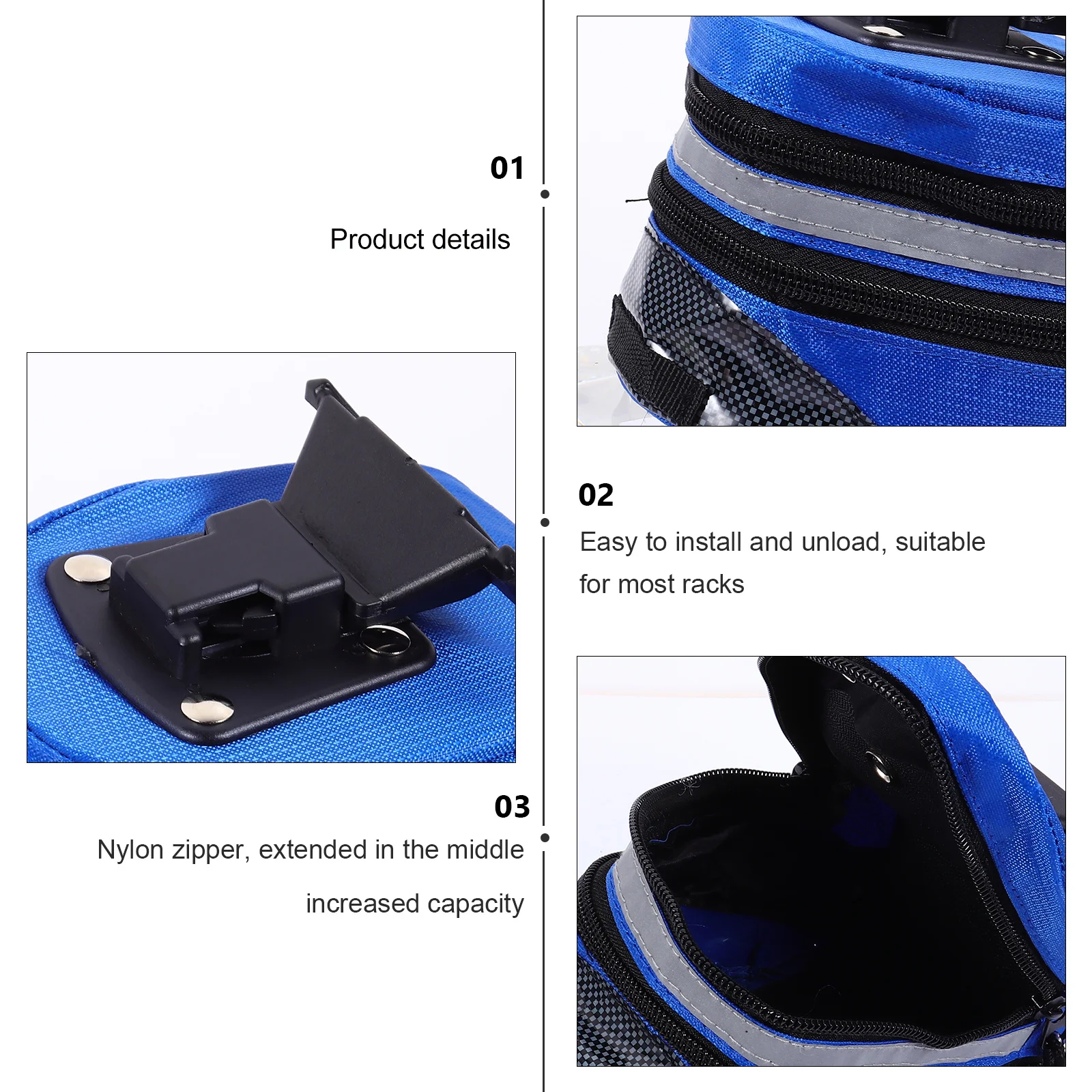 

Bike Saddle Bag Large Capacity Waterproof Riding Pouch With Reflective Stripe For Cycling Seat Storage Zip Closure Saddle Pack