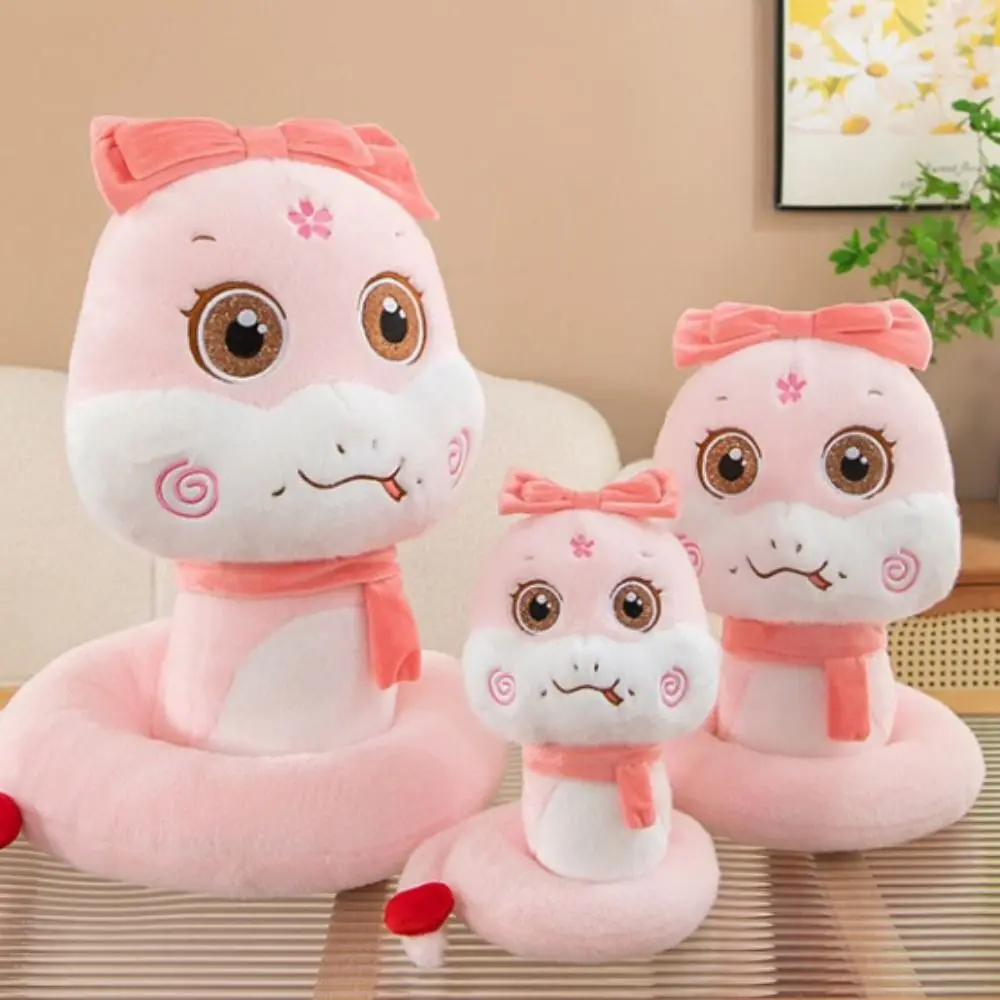 Big Eyes Snake Year Plush Toy Hat Good Luck Wealth Snake Year Mascot Toy PP Cotton Cartoon Lucky Snake Doll Keychain Children