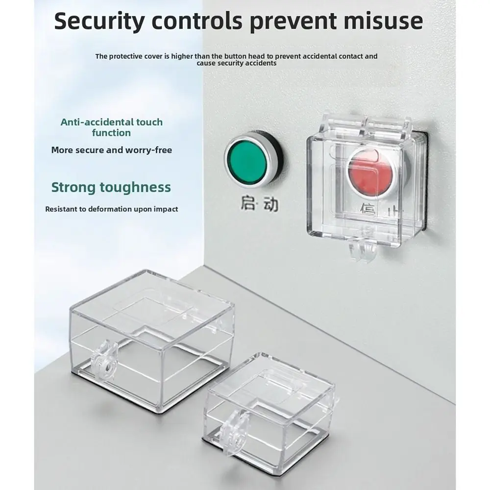 1Pcs 40/50/60mm Button Protection Cover PC Transparent Anti Misoperation Cover Lockable Square Hole Switch Protective Cover