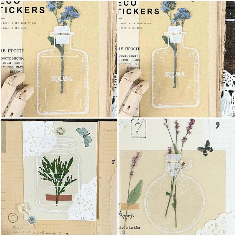 120Pcs Transparent Dried Flower Bookmarks, Handmade DIY Pressed Flowers Bookmark, Clear Flower Page Clips Bookmarks Diy