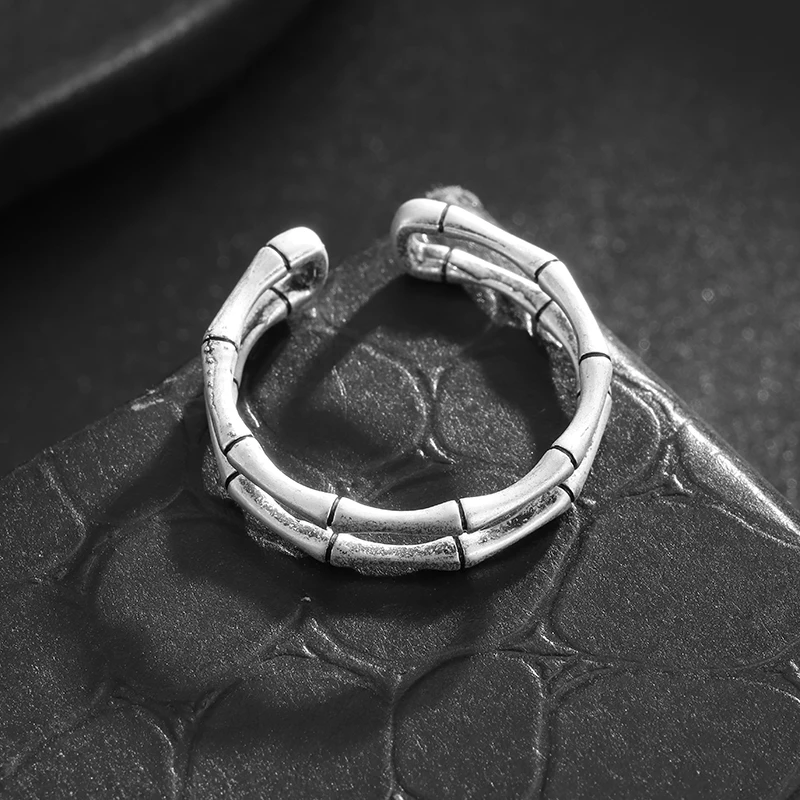 Anillo abierto de bambú elegante y Simple, con un significado ajustable para mejorar la personalidad de los hombres y las mujeres, regalo de joyería de temperamento