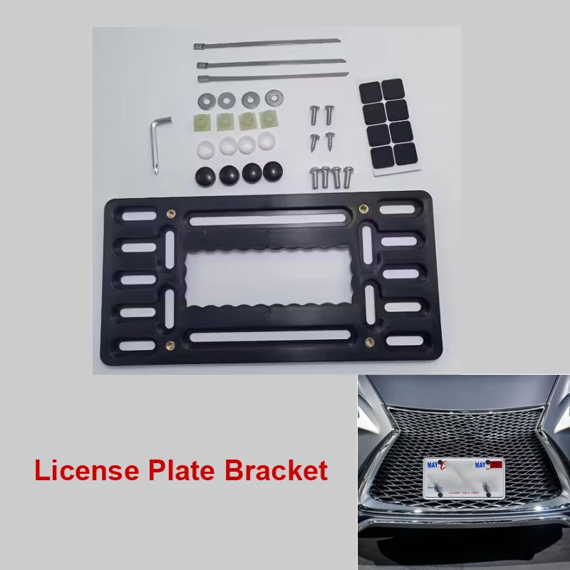 

Universal Car License Plate Bracket With Stainless Steel Screw Cap Front License Plate Holder Mounting Kit Bumper Frame Mount