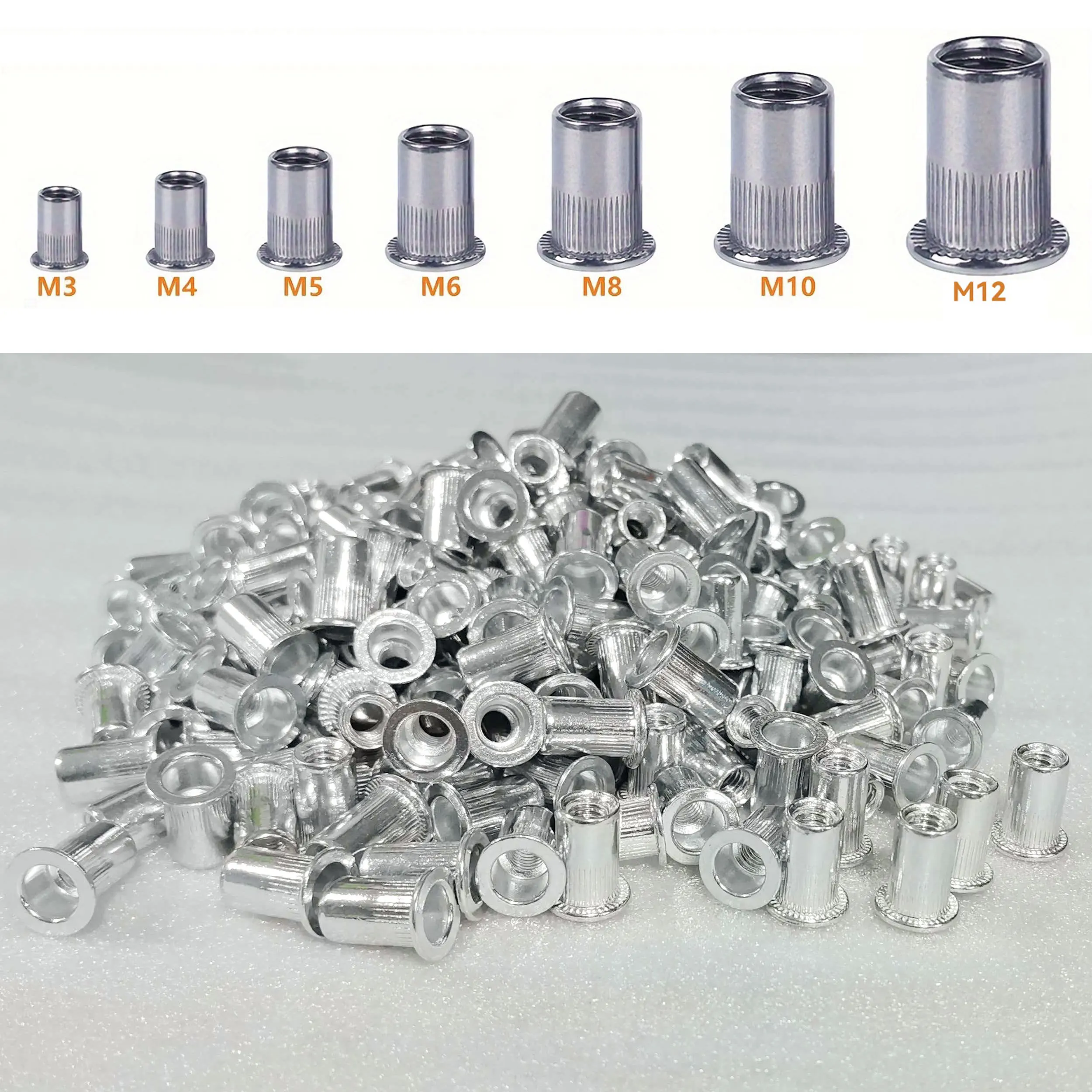 50PCS rivet nut sorting tool, 6 sizes freely combined, (M3 M4 M5 M6 M8 M10), suitable for sheet metal assembly, furniture repair