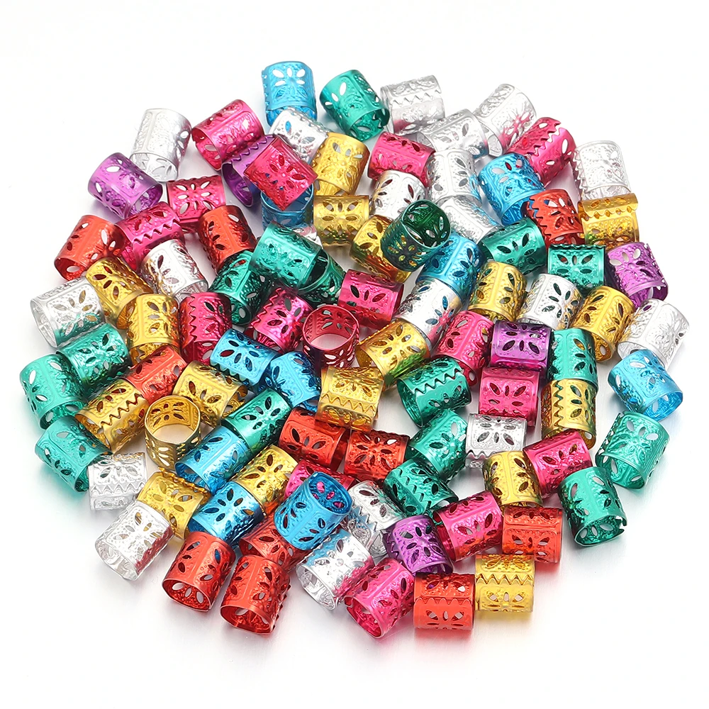 100 ชิ้น 9x8 มิลลิเมตรขนาดเล็ก Silver Gold Plated แหวนผม Braid Dreadlocks Hole Micro ลูกปัดปรับคลิปผมจัดแต่งทรงผม