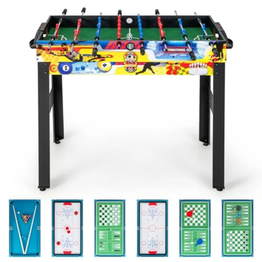 

12 in 1 Multi Game Table 48 Combo Game Table with Billiards Foosball Ping Pong Hockey Shuffleboard Bowling Chess Checkers Backg