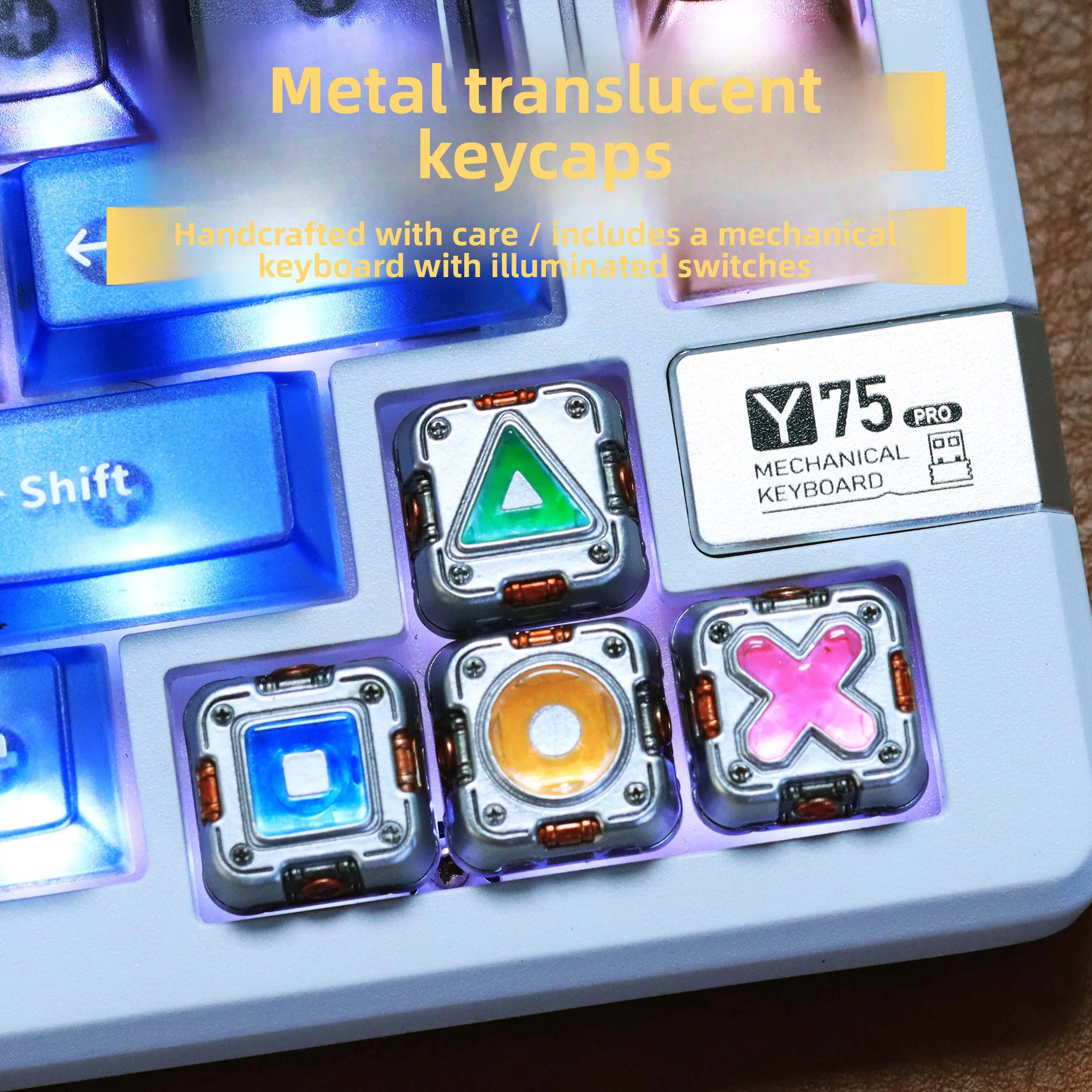 Custom Neon Future Aesthetic Handmade Unique Metal Keycap Translucent Single Custom Mechanical Keyboard Professional Gift.