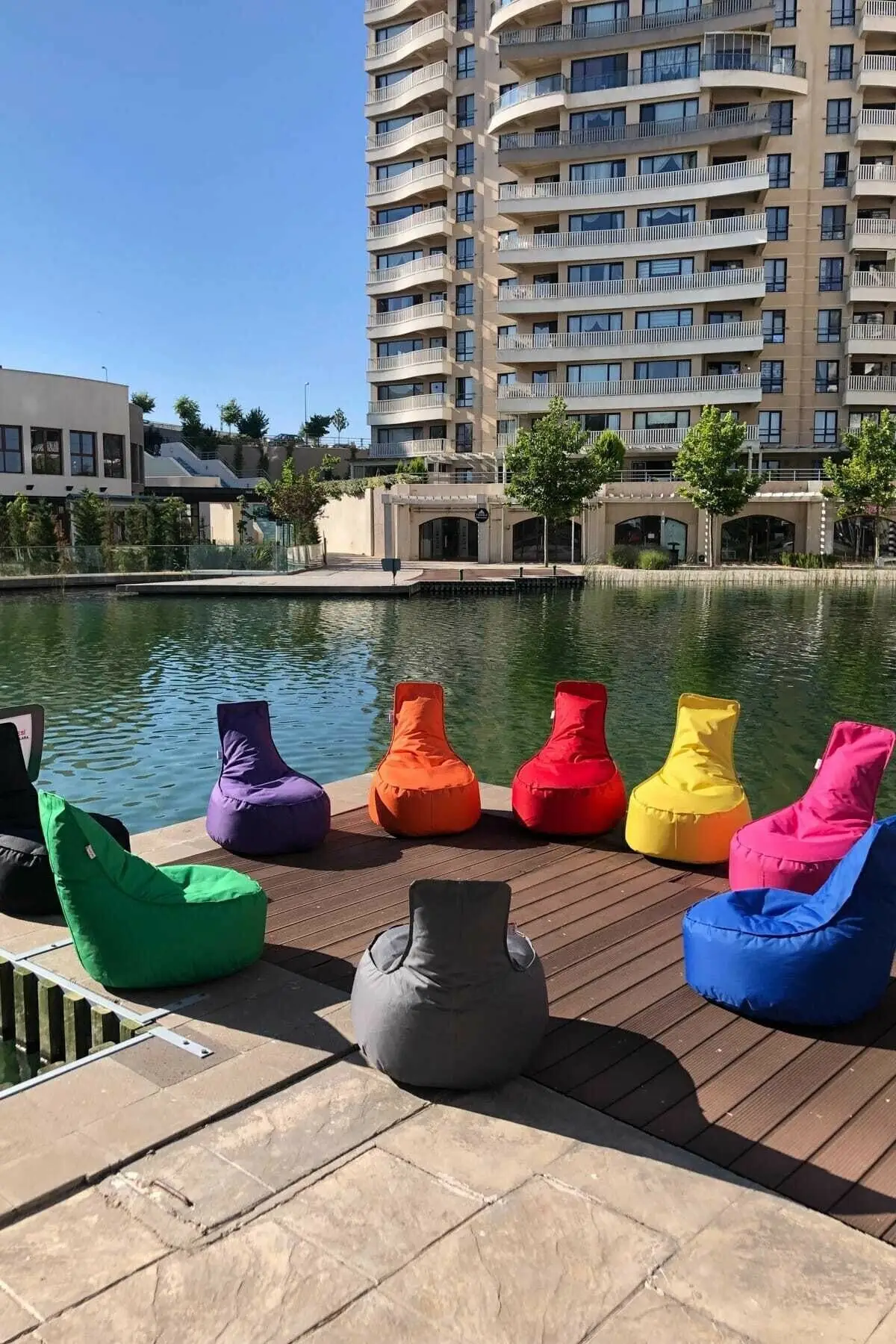 Assento de pêra decorativa e puff rosa impermeável