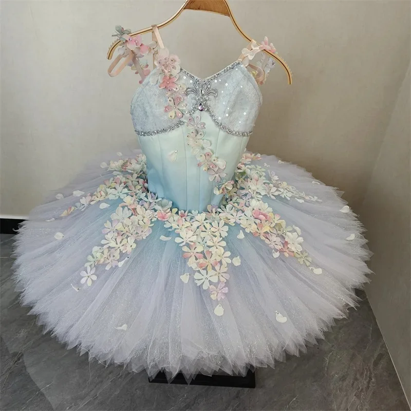Custom Spaghetti Strap 3D Floral Tulle Tutu Luxury Dress Women Wedding Guest Gown Kids Birthday Party Outfit for Pageant Runway