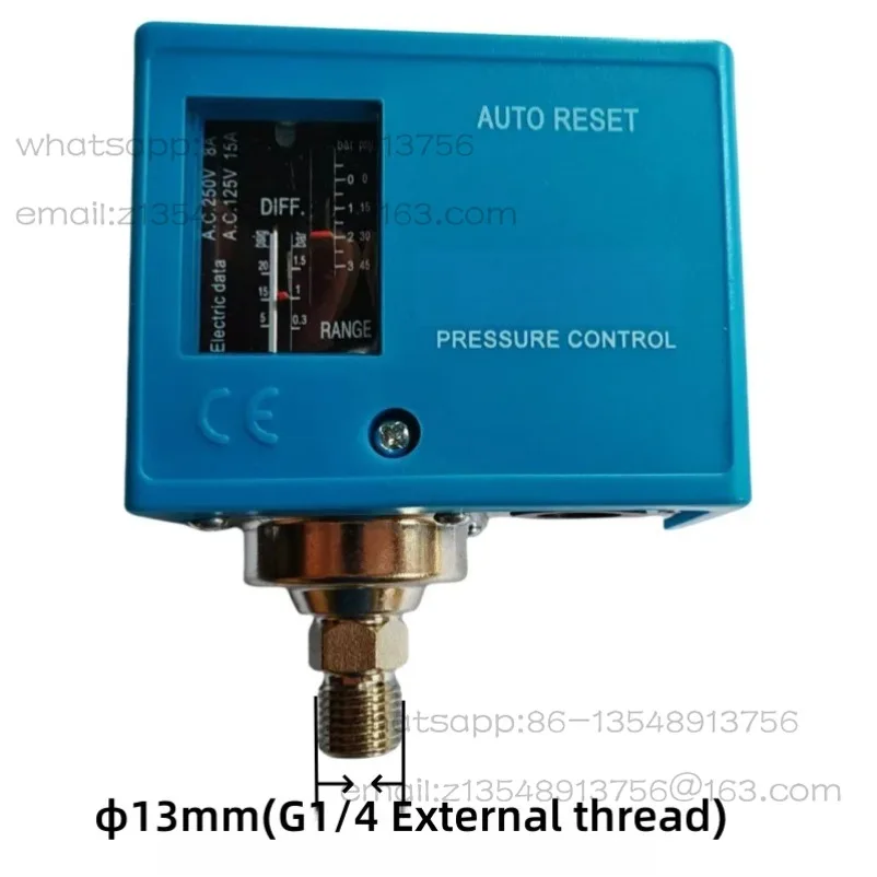 12-220V Refrigeration Pressure Switch for Water, Oil, Gas 2-30Bar Refrigerant Controller for Refrigerated Dryer