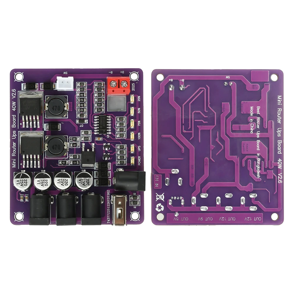 40W Mini Router UPS Board 11.1V Battery Charging Uninterruptible Power Supply 5V 9V 12V 4-Channel Output for Wireless Routers