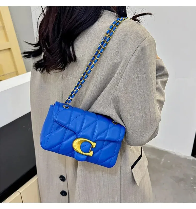 

2023 Новая женская сумка через плечо с ремешком-цепочкой — сумка через плечо с ромбовидной вышивкой, небольшой квадратный кошелек, сумка для подмышек, модная и универсальная