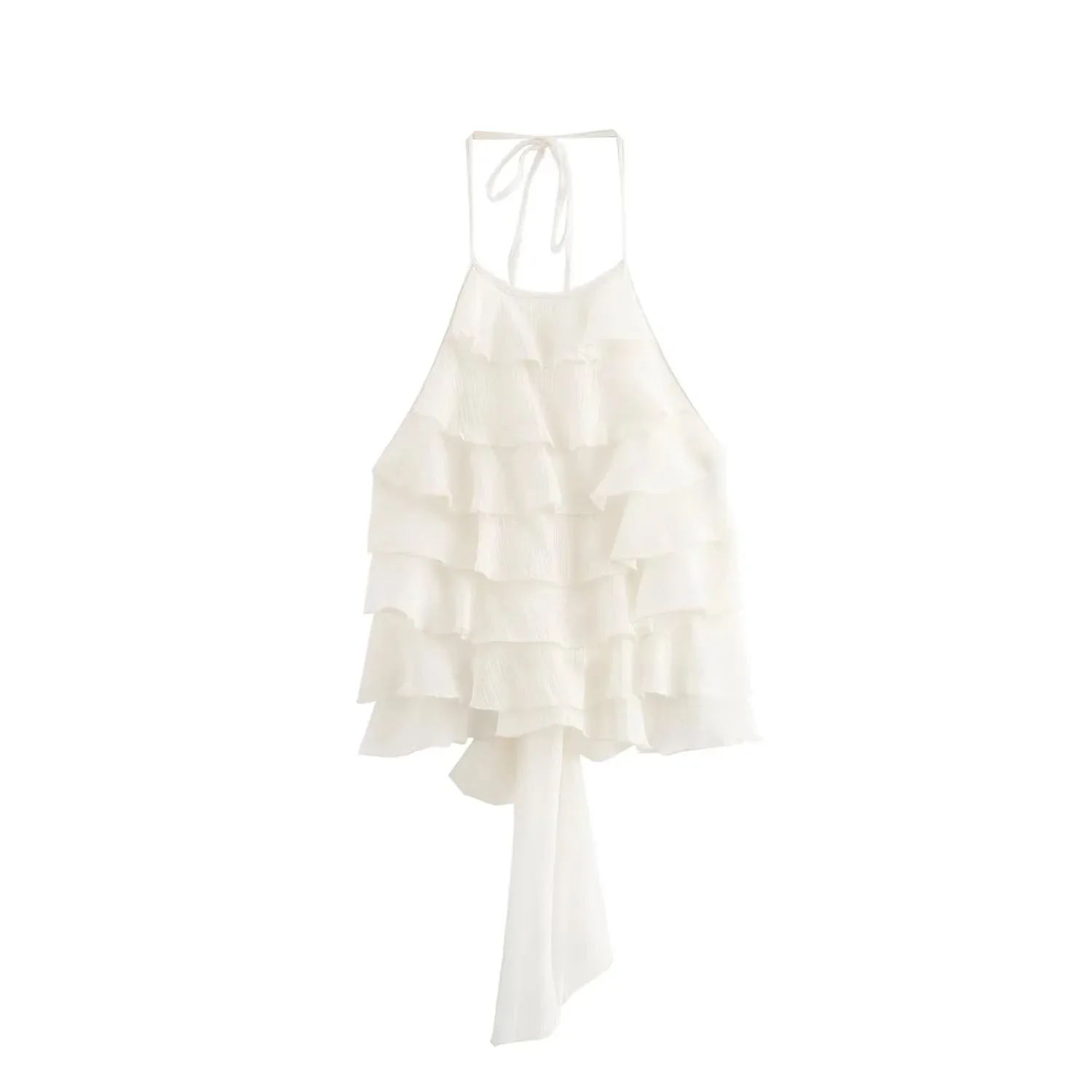 Summer new style women's clothing European style and French Fashionable versatile layered decoration Collarless top neck strap