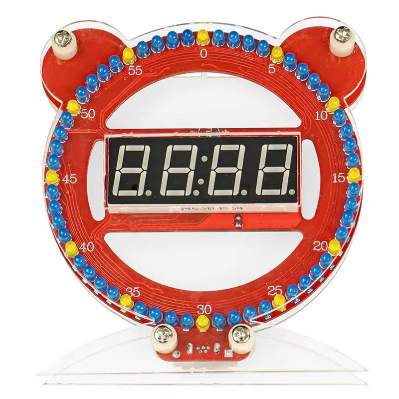 T23C Electronic Kit Making Project DIY Electronic Clock LED Digital Tube Bear Clock Microcontroller Soldering Kit