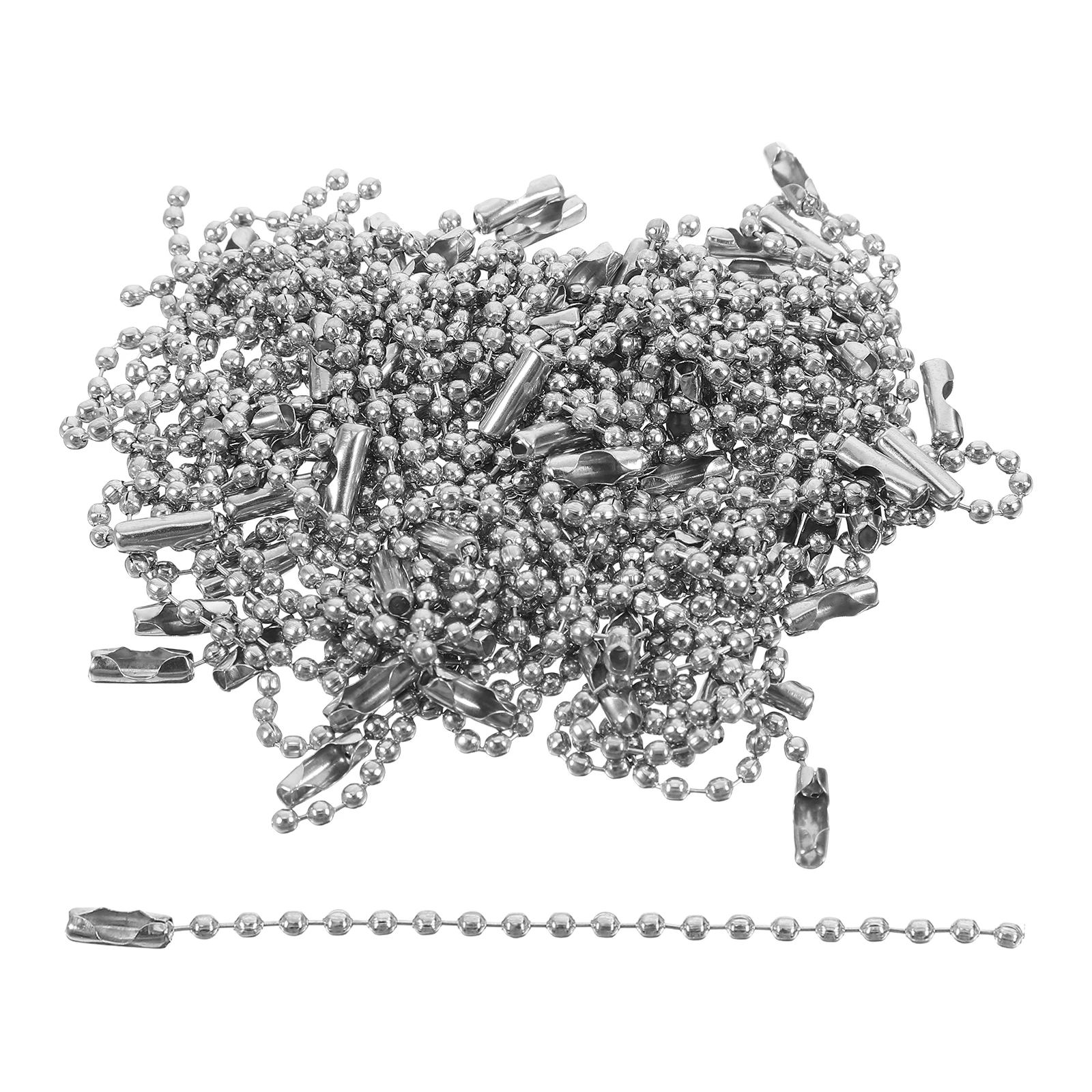 

100pcs Silver Beaded Ball Chain DIY Keychain Supplies Metal Electroplating Durable Material Craft Projects Hanging Tags