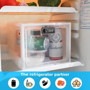 Spliceable Refrigerator Food Storage Box Transparent lock with transparent phone insurance Case Home Storage Medicine Chest