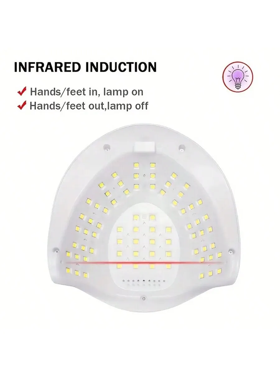 مصباح أظافر LED قوي بالأشعة فوق البنفسجية ، مصباح لعلاج الجل ، طلاء الأظافر ، استشعار الحركة ، مانيكير ، باديكير ، أداة صالون ، 72 مصباح