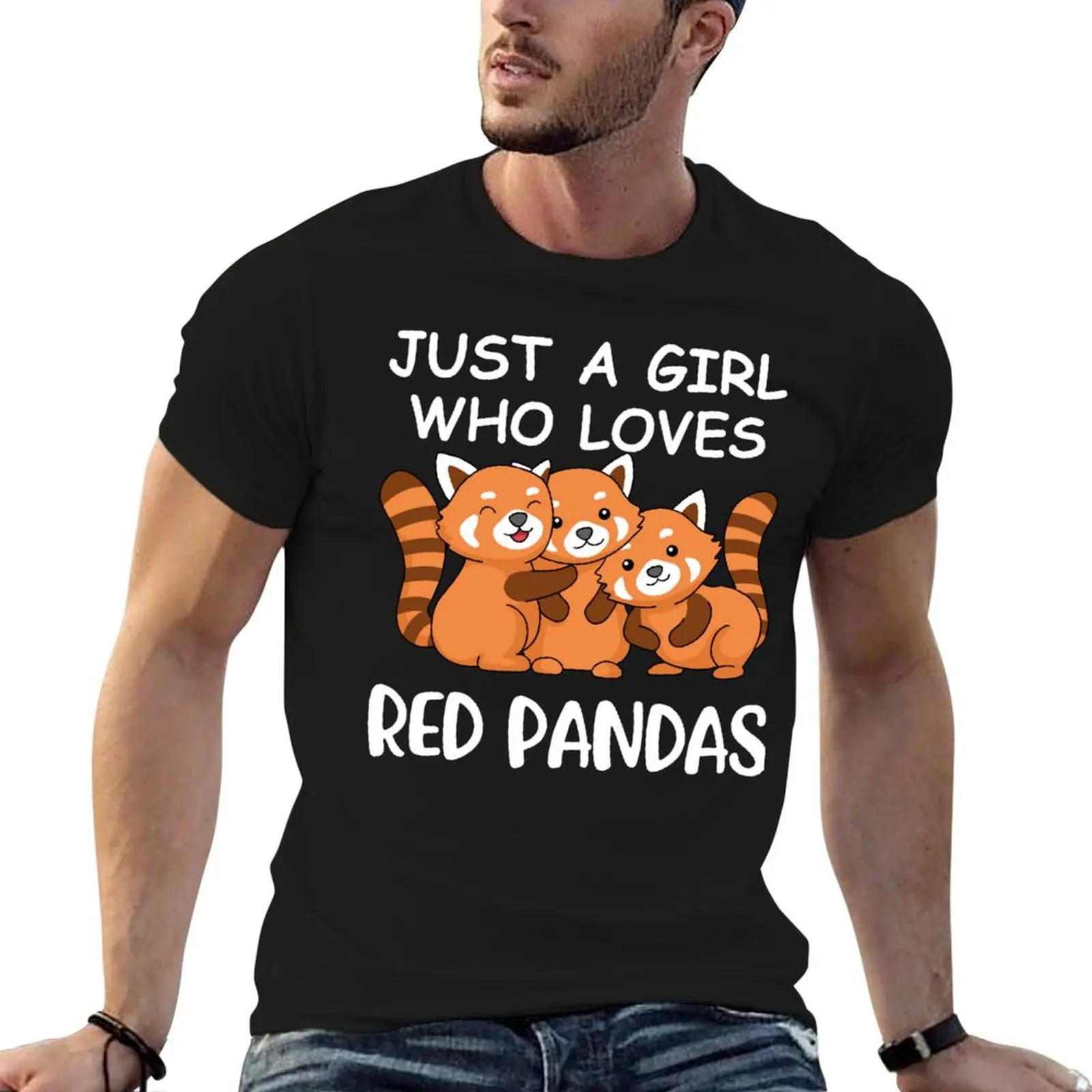 

Just A Girl Who Loves Red Pandas Gift Women Kawaii Red Panda T-Shirt anime tshirt cute clothes black t shirts for men