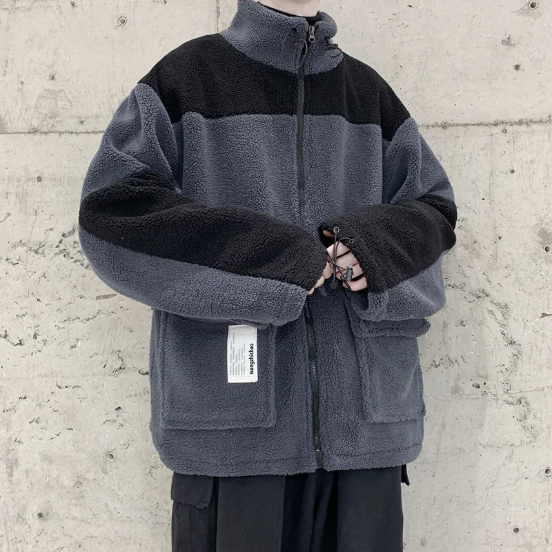 Medium-long Style Parkas Men Black-gray Patchwork Zipper Fashion Ulzzang Daily Ins All-match Warm Winter New Teens Simple Casual