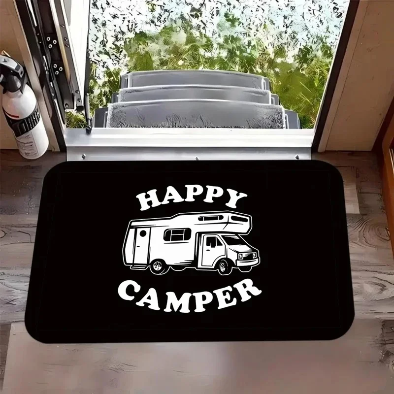 VIKAMA Happy Camper RV Printed Non-slip Doormat Waterproof Anti-dust Entrance Mat For RV Camper Home Decor Floor Rug
