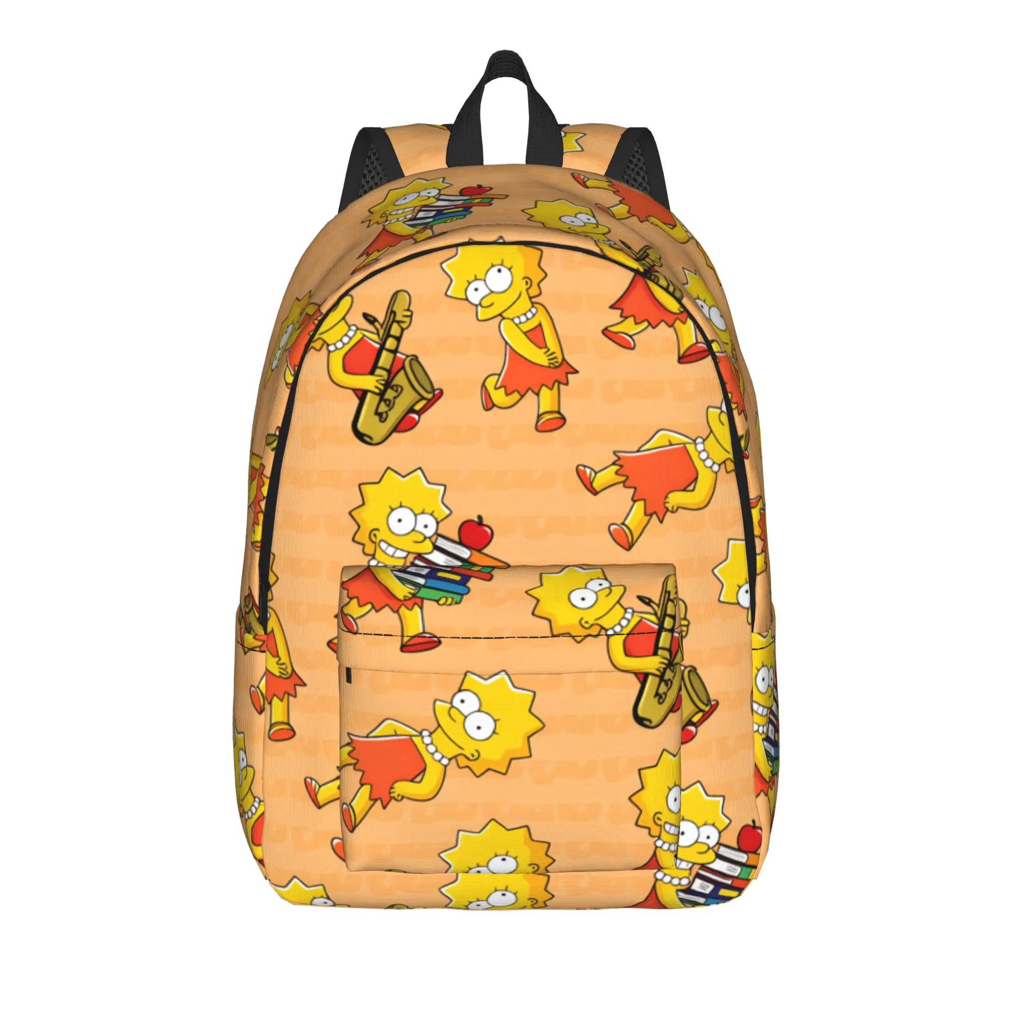 S-Simpsons Lisa With Books And Apple Backpack Men Pattern Backpacks Polyester Aesthetic School Bags Camping Colorful Rucksack