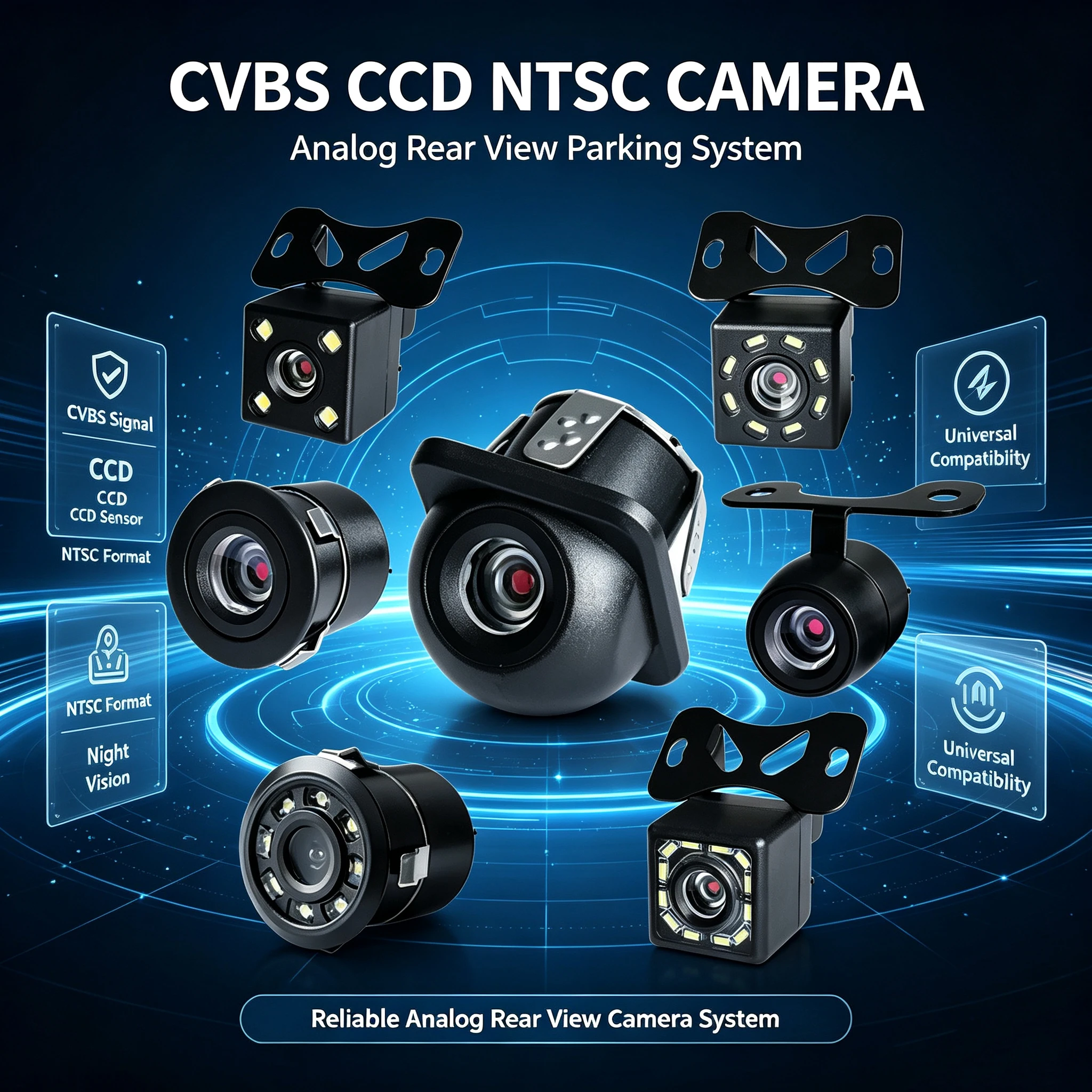 Car Rear View Camera LED Night Vision Reversing Automatic Parking Monitor CCD IP68 Waterproof 170 Degree High-Definition Image