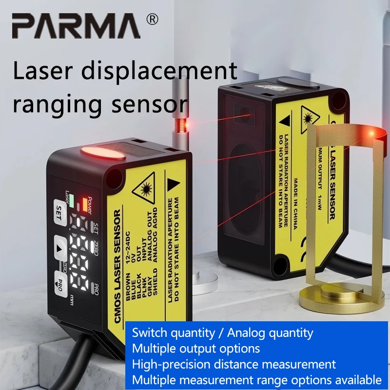 Laser displacement ranging sensor for measuring height and thickness sensor, photoelectric switch, analog output, digital output