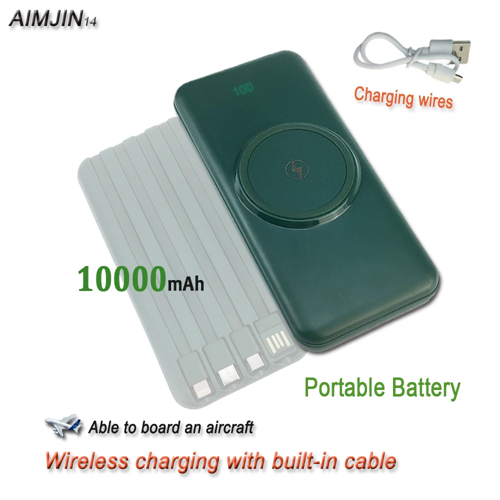 

Fast charging power bank with 10000mAh built-in cable suitable for Apple Android TPC phones, ultra-thin portable mobile power su