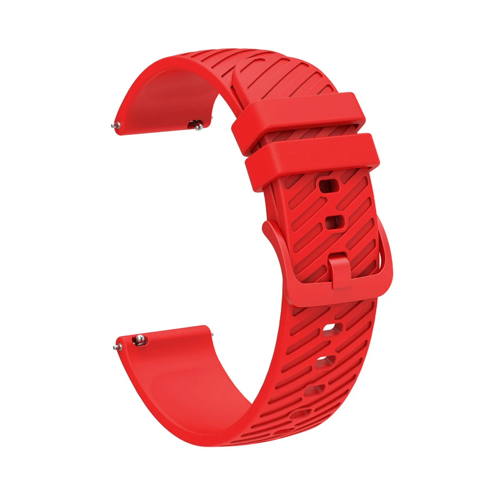Ремешок силиконовый для наручных часов, сменный однотонный браслет в полоску для Samsung Huawei Garmin, ширина 18/20/22 мм