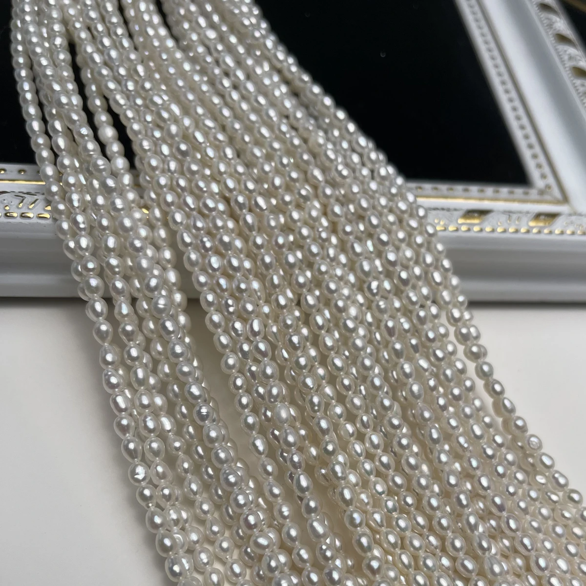 Natural Freshwater Pearl White Luster 3-4mm Rice Spacer Loose Bead for DIY Jewelry Making - Necklace Earring Bracelet Accessorie