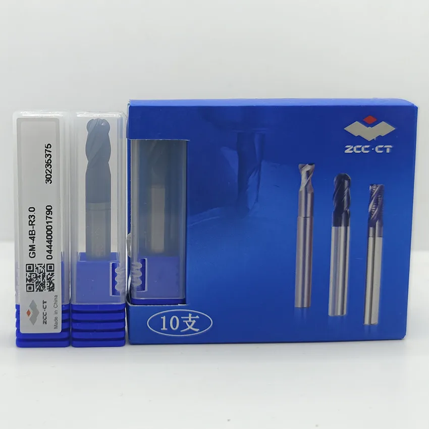 

GM-4B-R3.0 ZCC.CT GM-4B Four edge straight shank ball end mill D6.0R3.0*6*12*50 4T ball nose end mills 4 Flutes Ball End mills