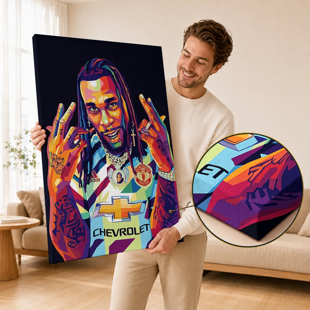 Burna Boy Canvas Print Poster Personalized Photo Vibrant Afrobeats Star Style Wall Paintings Decoration For Bedroom Fan Gift