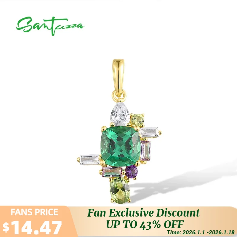 SANTUZZA Pure 925 Sterling Silver Pendant for Women Sparkling Multi Gem Stone Delicate Wedding Party Gifts Fine Jewelry Sets
