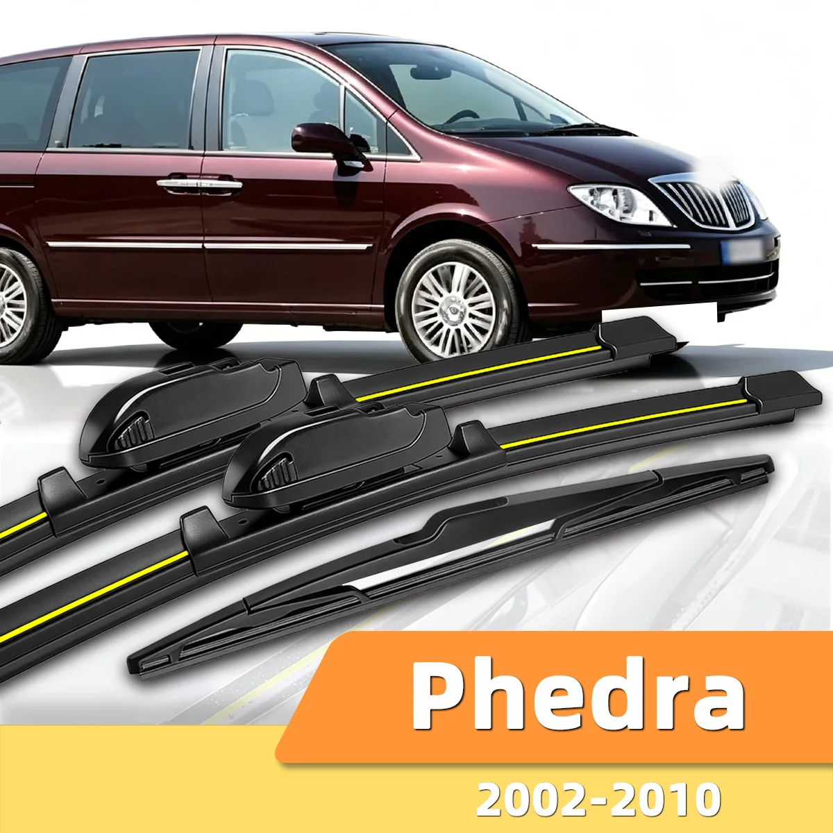Geeignet für Lancia Phedra 2002–2010. Vordere und hintere Scheibenwischer. Langlebiges Zubehör für Autoscheiben 2005, 2007, 2009