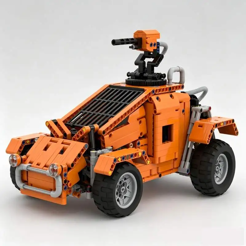 1375PCS Factory Car Rotating Turret MOC Building Blocks Custom Creative Technology Assembly Model Toy Gift Display Collectible