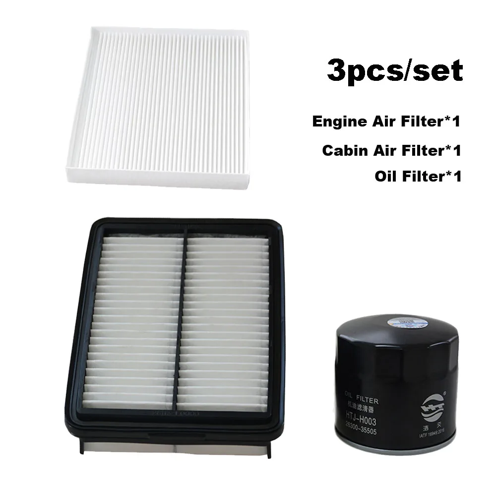 3pcs Filter Set For KIA SELTOS 1.6T 2020 SOUL III (SK3) K3 (BD) 1.4T / HYUNDAI KONA 2017 Enigne Cabin Air Oil Filter Accessories